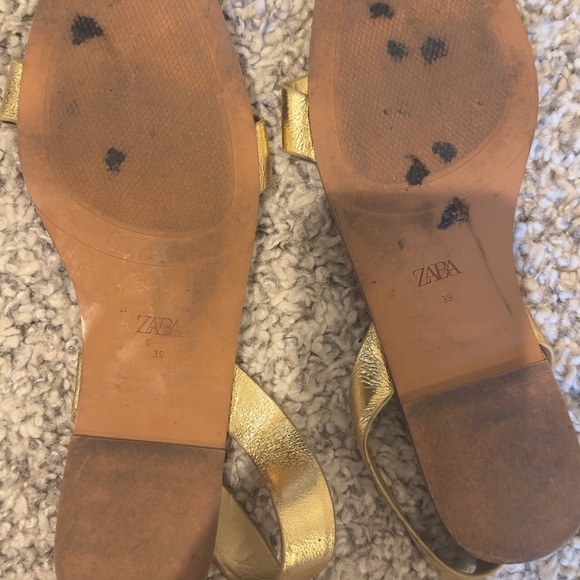 Zara Metallic Gold Sandals - Picture 2 of 2